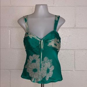 New W/O Tags—Beautiful Turquoise & White Silk Tank
